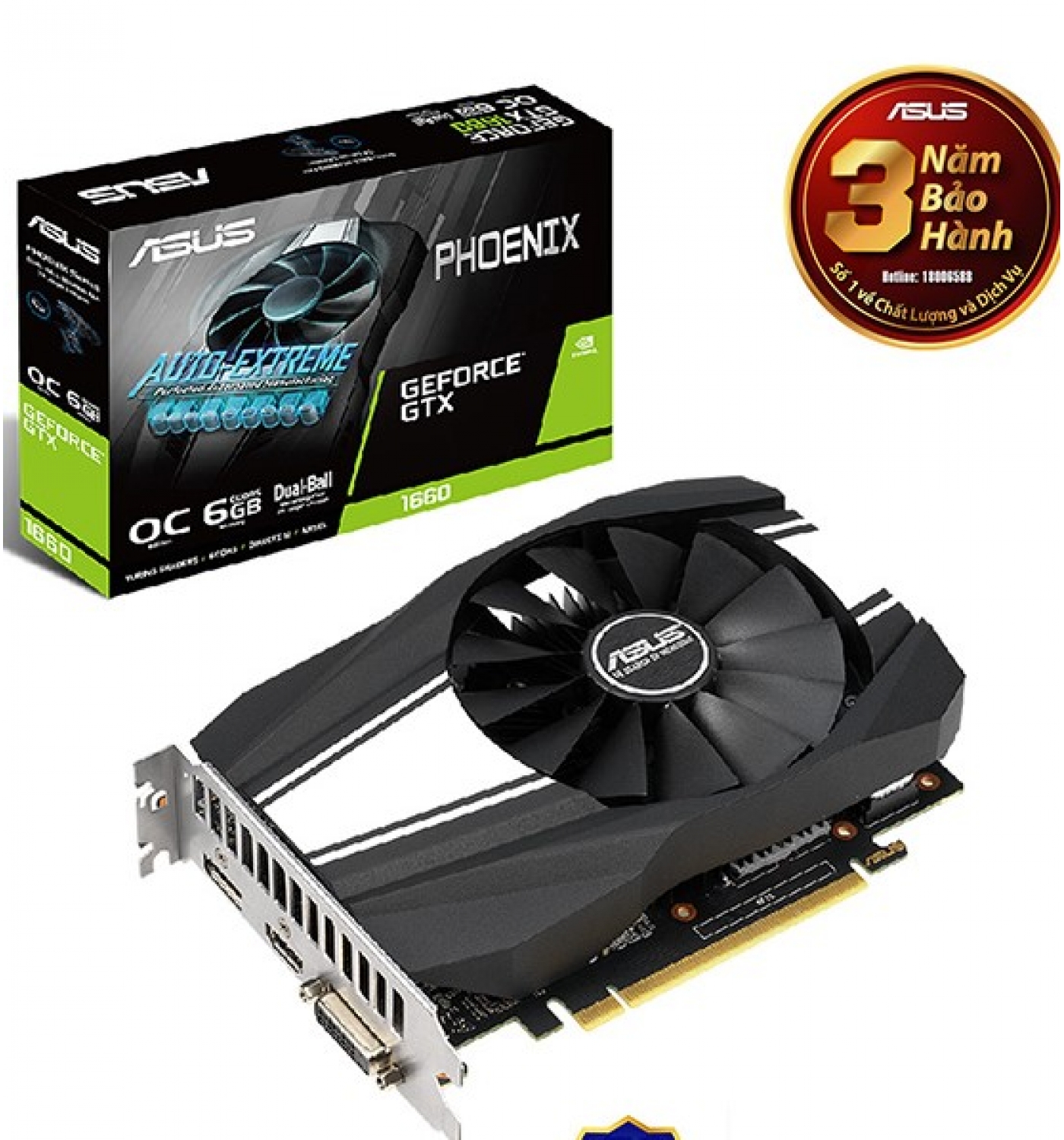Card màn hình Asus PH-GTX1650-O4GD6-P (4GB GDDR6, 128-bit, DVI+HDMI+DP)