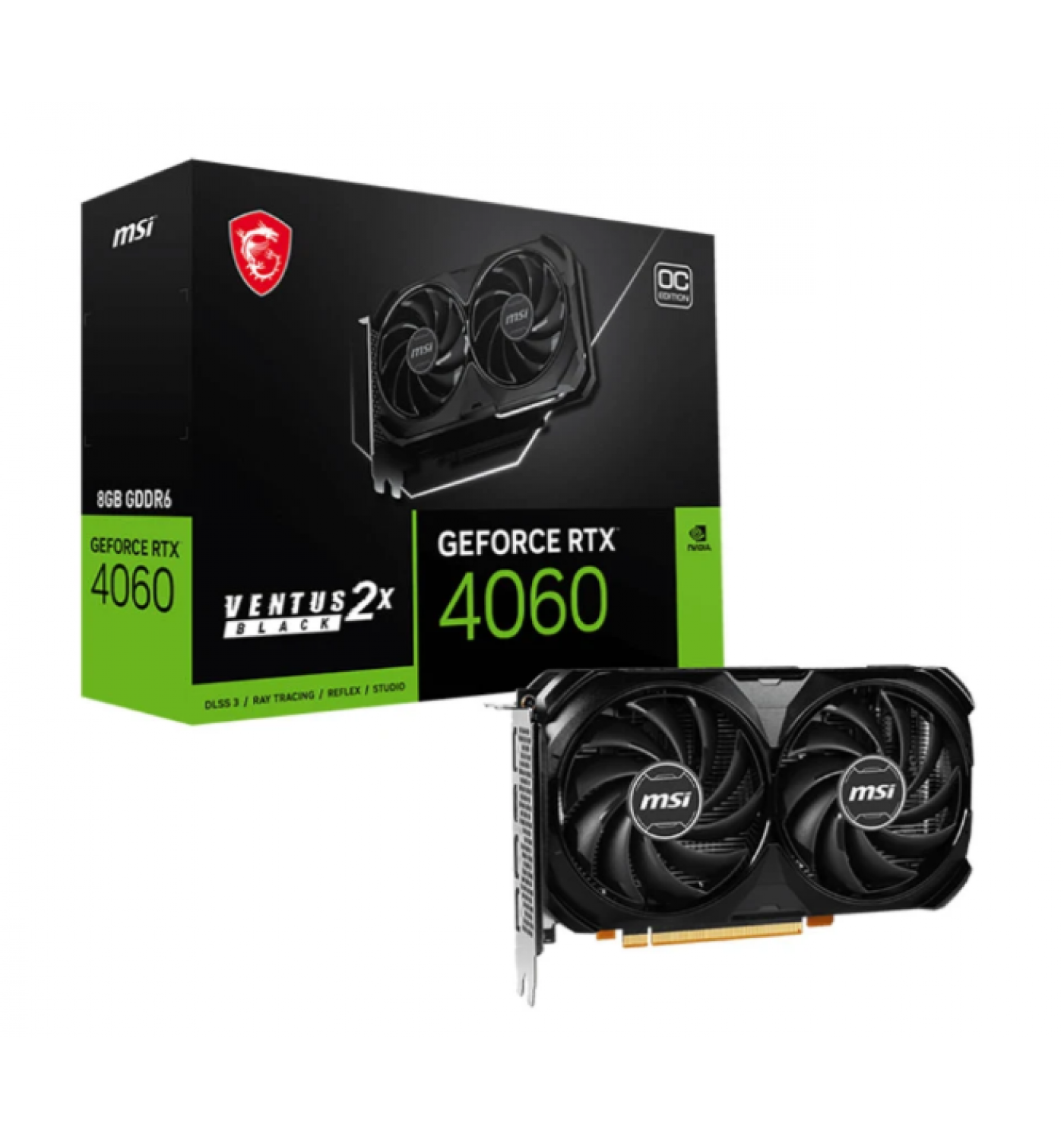 Card màn hình MSI GeForce RTX 4060 VENTUS 2X BLACK 8G OC 8GB GDDR6 (912-V516-012)