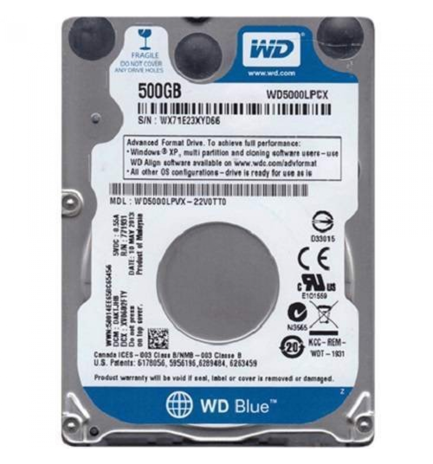 Ổ cứng HDD Western Digital Blue 500GB 2.5" SATA 3 - WD5000LPCX