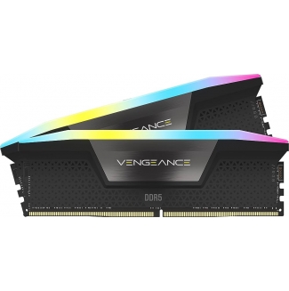 Bộ nhớ trong Corsair DDR5, 5200MHz 32GB 2x16GB DIMM, VENGEANCE RGB DDR5 Black Heatspreader, RGB LED, 1.25V